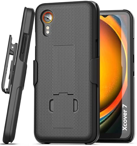 Encased DuraClip Gürteltasche für Samsung Galaxy XCover 7, mit Holsterclip und Handyständer, Schwarz