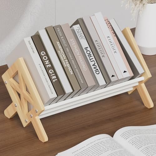 THYGIFTREE Kippbares Bücherregal aus Holz für Wohnzimmer/Zuhause/Büro, Schreibtisch Organizer, Bücherregal-Aufbewahrungsregal zur Präsentation von CDs/Magazine/Books Display
