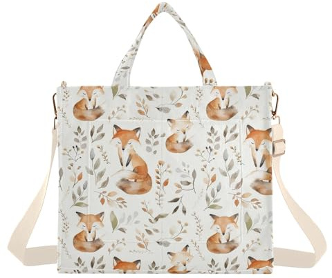 Reiacy Süße Baby-Tragetasche mit Fuchs-Aufdruck, große Kapazität, für Damen, Handtasche, Cord, Crossbody-Tasche, mehrfarbig, Medium