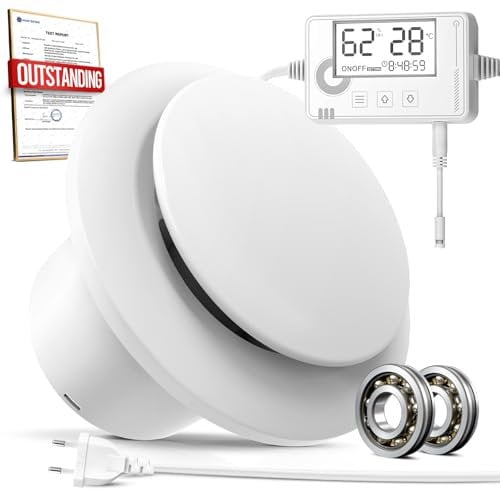 BUMSOU 100mm Extractor de Baño Sensor Humedad, Sensor Temperatura - Extractor Baño Temporizador - Ventilador Extractor de Aire con Controlador, Potente y Silencioso para Baño WC Sótano