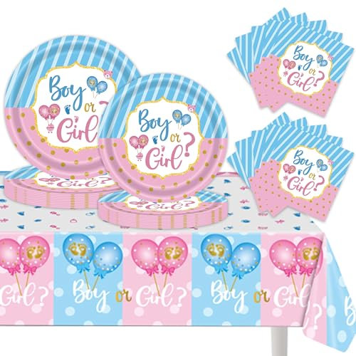 Vaisselle Gender Reveal (rose et bleu)