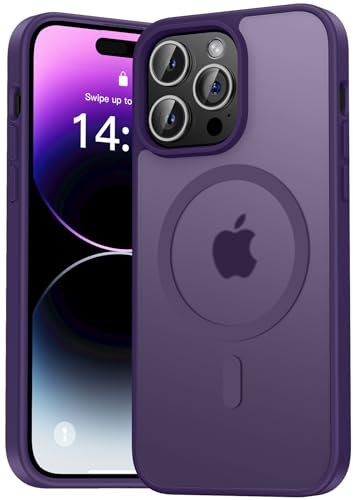 Natiiozie Magnetisch Hülle Kompatibel mit iPhone 14 Pro Max, Matt Handyhülle Kompatibel mit MagSafe, Stoßfest Kratzfest Schutzhülle Nie Vergilbung Rückseite Dünn 6.7 Zoll Case Dunkelviolett