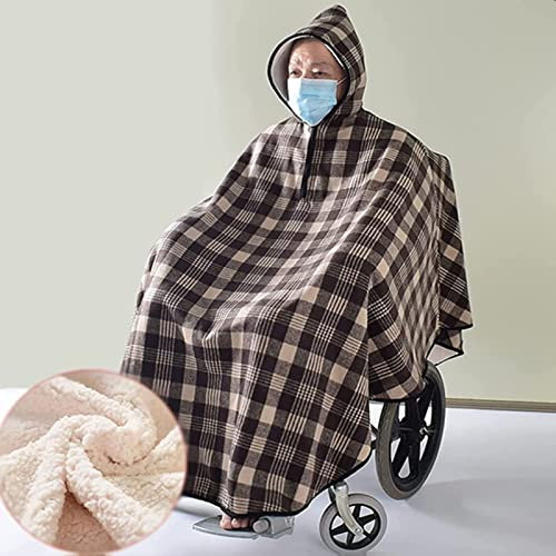 GLJTUO Rollstuhlwärmer-Abdeckung, Halbgewickelte Rollstuhl-Wärmedecke, Fleece-Rollstuhlumhang Für Erwachsene Mit Kapuze Für Damen Und Herren,
