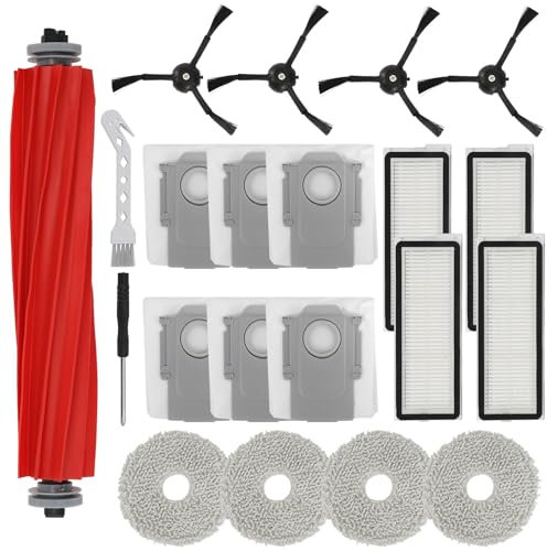Feilifan 22 PCS Accessories Kit for Roborock Qrevo Pro/Qrevo MaxV/Qrevo S Robot Vacuum Cleaner, Replacement Parts Main Brush, Side Brush, Washable Filter, Mop Cloths, Vacuum Bags