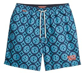 Superdry Herren 43 cm Lange Badeshorts mit Kachel-Print Talavera Kachelprint Blau XL