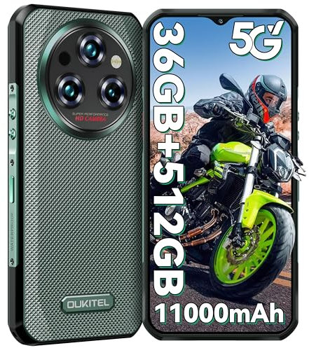 OUKITEL WP35 Pro Móvil Rugerizado 5G - Android 14 Movil Irrompible, 36GB+512GB (TF 2TB) Octa-Core Moviles, 6.6'' FHD+, Batería 11000mAh Mobile Phone, 64MP+32MP, BT5.2/Fingerprint/NFC/OTG/95dB, Verde