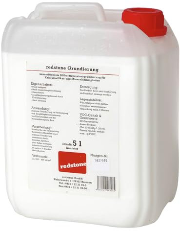 redstone Silikatdispersionsgrundierung 5L – Diffusionsoffene Grundierung für mineralische Untergründe – Reguliert Saugfähigkeit & verbessert Haftung – Für Innen & Außen