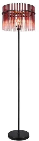 Stehlampe Retro Stehleuchte Glasstäbe brombeer rot Wohnzimmerlampe Schlafzimmerleuchte, 1x E27, DxH 38 x 152 cm