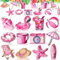 Sommer Baumschmuck 36 PCS Holzanhänger Sommer, Hawaii Deko Holz Fensterdeko Rosa Hängend Holzdeko Zum Aufhängen Fenster, mit Seil, für Strand, Tropische Party, Hawaii Party Dekoration