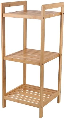 Rosenstein & Söhne mensola da Bagno: Scaffale da Terra in bambù, Colori-bambù, 30 x 30 x 70 cm, 3 Ripiani (scaffale in, per Utensili Cucina, spezie)