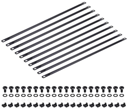 PATIKIL 1U Horizontal Cable Managers, 10 Pack 19 Inch Horizontal Lacing Bar Rack Mount Cord Management Metal Wire Organizer for Network Cabinet, Black
