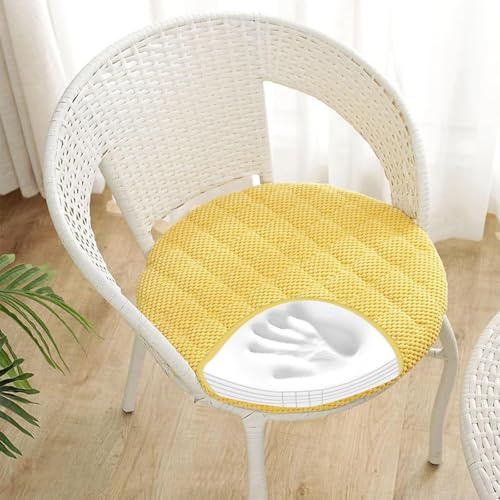 RZYW Rund Stuhlkissen 6er 4er 2er Set Weiche Sitzkissen Rund Waschbar Sitzkissen Stuhl rutschfest Sitzpolster Outdoor Stuhlauflage Bodenkissen für Küche Esszimmer Garten Büro,Gelb,2er Set 30cm