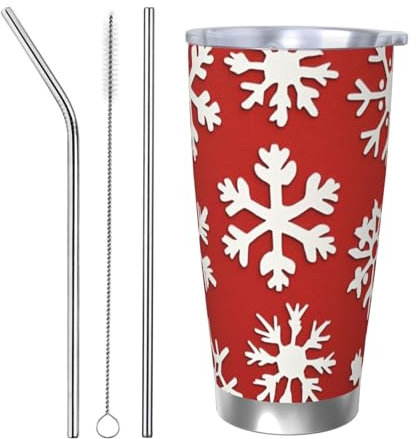 SHFJASBNUMG Tasse à café en acier inoxydable avec flocons de neige blanche - 8,7 x 11,2 cm