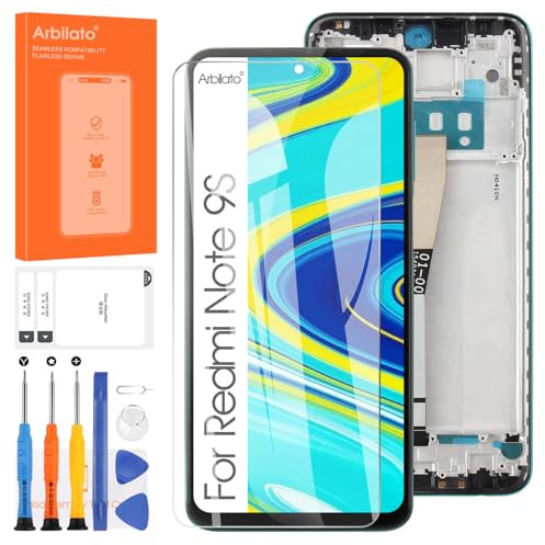 Arbilato Pantalla LCD para Xiaomi Redmi Note 9 Pro/Note 9S Pantalla Táctil Asamblea Reemplazo para Redmi Note 9 Pro 4G LCD(6.67, Verde con Marco)