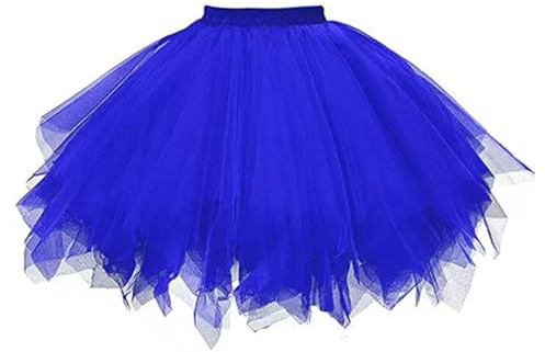 DTOHMOM Damen Tutu Klassisch Rock, Ballett Tüllrock Petticoat Unterrock, Kurzkleid Tütü Röcke, 50er Vintage Ballet Elastisch Tanzrock Tanzkleid Ballkleid Kurz Retro Party (Azul)