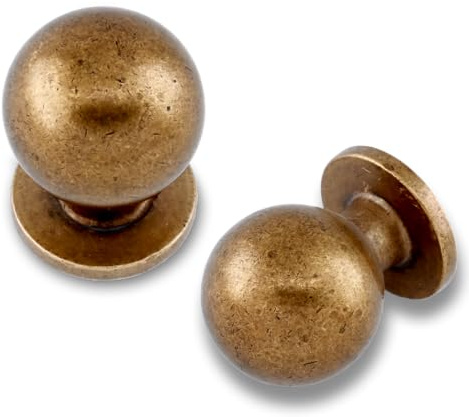 Asimerdeco 10 Pack Antique Brass Cabinet Knobs 22mm Round Kitchen Solid Zinc Alloy Drawer Knobs