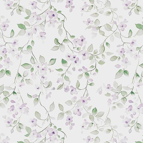 FENTIS Selbstklebend Tapete Klebefolie Möbel Möbelfolie Selbstklebend Tapeten Klebetapete Wallpaper Selbstklebende Tapete Blumen Abnehmbar für Küche Wohnzimmer, Lila Blumenmuster 44.5x300cm