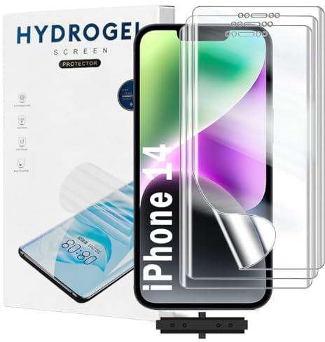 Yxiuumo 3 Stück Hydrogel Folie für iPhone 14,Hydrogel Displayschutzfolie,Transparente Schutzfolien Film HD-klar,blasenfrei,selbstheilend,einfache Installation[nicht aus Glas]