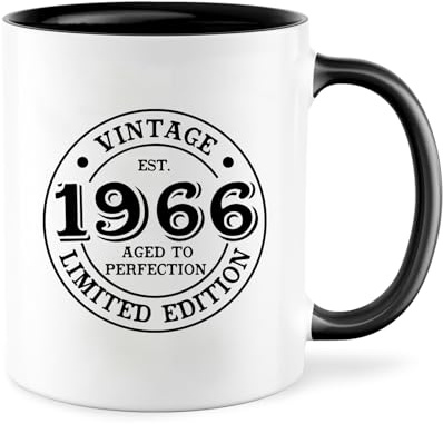 Taza 60 Cumpleaños, 1966 Regalos Originales 60 Años Para Hombres Mujeres, 350ml Taza de Cerámica Cumpleaños Aniversario Regalos para Amigas, Hermanas, Esposa, Madres, Novias, Mamá