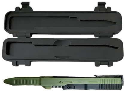 Generisch Taktisches EDC Design Slide-Action Kugelschreiber 3D-gedruckter Schiebemechanismus inkl. Mine & Geschenkbox einzigartiges Büroaccessoire für Tactical Fans dunkelgrün, Ohne Stiftkern