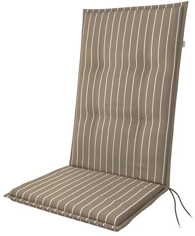 Doppler Hochlehner-Auflage Living, Gartenstuhl-Polster 119x48x6cm | Sitzauflage Gartenstuhl mit hoher Lehne, 6cm dickes Sitzpolster mit Bändern, Baumwoll-Polyester-Mix, Made in Europe