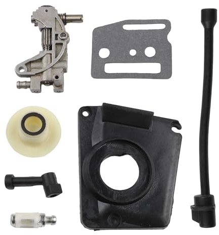 Whychstore Kit pompa di trasmissione dell'olio per motoseghe cinesi 45 CC 52 CC 58 CC, ingranaggio a vite senza fine in metallo con filtro e tubo, set di riparazione facile installazione