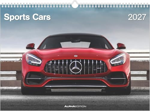 Sports Cars 2027: Wandkalender 42x29,7 cm mit 12 Luxusauto-Motiven, 4-sprachigem Kalendarium und Spiralbindung