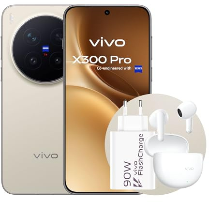 vivo X300 Pro 5G +Cuffie Wirless Buds Air3 + Caricatore 90W | Fotocamera ZEISS 200MP | 16GB+512GB | Batteria 5440mAh | Display AMOLED 6,78 120Hz | IP68/IP69 | Android 16