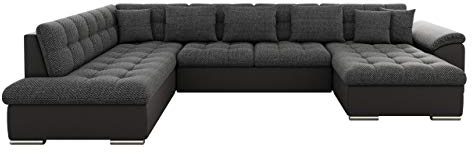 Mirjan24 Eckcouch Ecksofa Niko, Design Sofa Couch mit Schlaffunktion U-Sofa Große Farbauswahl Wohnlandschaft (Ecksofa Rechts, Soft 020 + Majorka 03)