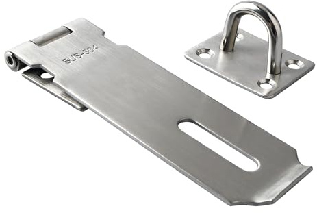 Sayayo SUS304 Stainless Steel Padlock Hasp Door Lock Shed Lock, 5-Inch Heavy Duty Hasp and Staple Door Clasp Gate Latch, Brushed Nickel(Not Include Padlock)