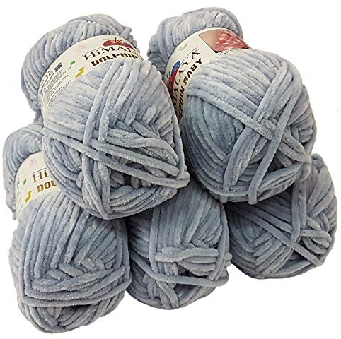 Ilkadim 5 x 100 Gramm Himalaya Dolphin Strickwolle, Babywolle, 500 Gramm Wolle Super Bulky (Mittelgrau 80351)
