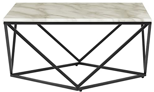 Moderner Couchtisch mit Marmor-Effekt in Beige/Schwarz Malibu