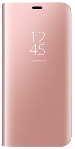 FANFO Coque pour Samsung Galaxy S10e, Clear View Etui à Rabat Cover Flip Translucide Standing Support Miroir Antichoc Portable Case pour Samsung Galaxy S10e.Or Rose