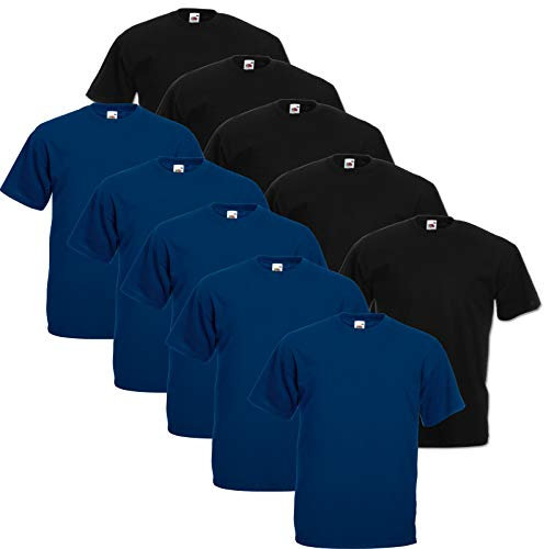 Fruit of the Loom Valueweight Lot de 5 T-Shirts pour Homme, Noir/bleu marine, L