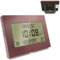FISHTEC Reloj Despertador Radiocontrolado - Calendario con Fecha Día y Hora - Números Grandes - 8 Idiomas - Temperatura - 23 x 16 cm - De Pared o de pie - Motivo de Madera