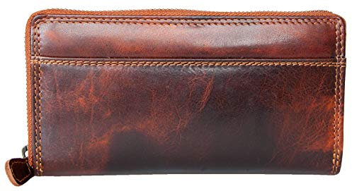 Bull Burry Metall-Reißverschluss-Brieftasche Tasche für das ganze Telefon aus einem starken echten Rindsleder