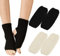 PHOGARY 2 Pairs Knitted Yoga Leg WarmersWomen,Yoga Socks Toeless Training Ballet Dance Leg Warmers Warm Knit Crochet Short Leg Boot Topper SocksYoga Dancing Exercising Gym,Black,Beige,One Size
