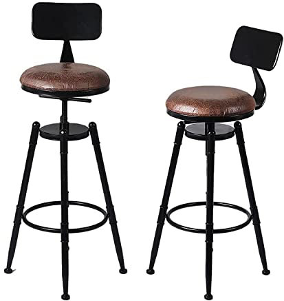 Barstühle 2er Set ,barhocker,Retro Industrial Style Hoher Hocker,höhenverstellbar Tresenhocker,barhocker mit lehne,360° drehbarer barstuhl,maximale Belastung 200KG (2 Pieces)