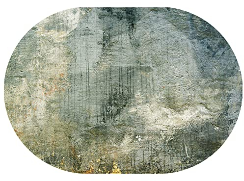 Rururug Teppich Oval Anti-Rutsch Home Office Esszimmer Wohnzimmer Schlafzimmer Küche Konferenzraum Kurzflor Teppiche, Moderne nordische abstrakte grüne Kunst Oval 200 x 300 cm