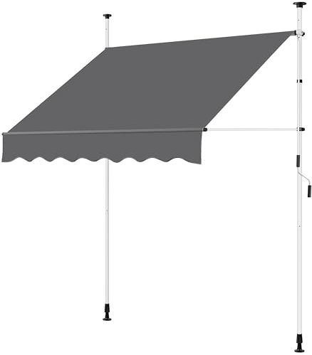 Yaheetech Toldo Manual Retractil para Balcón con Manivela 210-300cm Altura Ajustable Sin Taladrar Resistente a los Rayos UV 250 x 180 cm/Beige