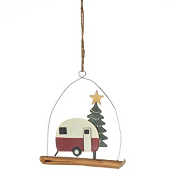 Shoeless Joe Hängedekoration für Wohnwagen und Weihnachtsbaum aus Treibholz, Metall