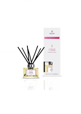 KCASA Ambientador Mikado Premium Sandalo y Ambar 120 ml, Difusor de Aroma Fresco de Larga Duracion (Sandalo y Ambar)