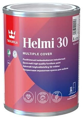 TIKKURILA Helmi 30 - High Performance Semi Matt Satin Paint For Furniture & Wood (Water-Based And Ultra Low VOC) - 1 Litre