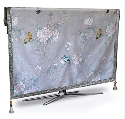 TV Dust Cover Luxury Weatherproof Dust-proof Protect Television Table Runner Cloth Placemat Mat Cushion Cover Tv cover (Color : Light Grey, Specification : 60 inch)