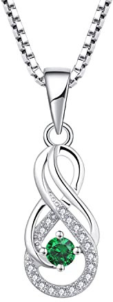 Starnny Damen Kette Silber 925 Unendlichkeit Halskette Anhänger mit Mai Geburtsstein Smaragd Farbe 3A Zirkonia Schmuck für Frauen