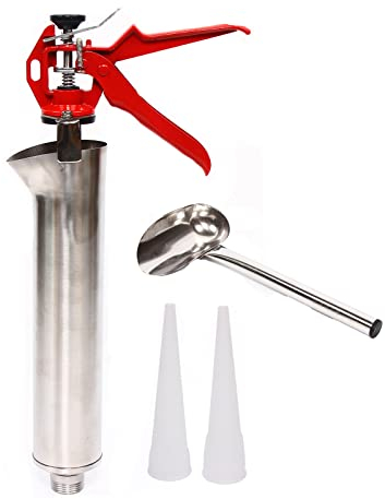 Mörtelpistole Edelstahl Fugenpistole für Mörtel Mörtelpresse Mörtelspritze Fugenspritze mit 2 Düse Für Mörtelfuge, Steinmauer, Ziegelmauer, Böden