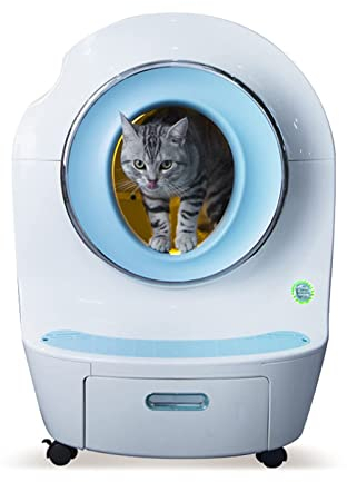 Arenero Gato Caja de arena elegante Caja eléctrica Aseo automático de gato Aseo grande Almacén esférico bajo de bajo ruido Caja de arena de gato 9L Capacidad de basura de gato, adecuado for gatos dent