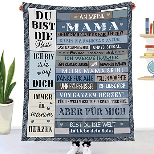 ZUCZUG Kuscheldecke Flauschige, Personalisierte Geschenke Decke an Meine Mama von Sohn Deutsch Super Weich Luftpost Decke Positiv Ermutigen Sie Ihre Mama zur Liebe Geeignet für Sofa Reisen