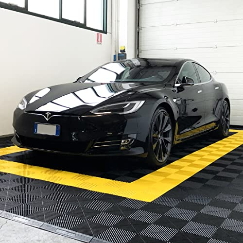 SOGI PAV-03-GI Kit piastrelle in PP per pavimento officina, garage - 40x40 cm - 1 mq - 10 mq - 50 mq - 100 mq - colore giallo (1 mq == 6 piastrelle)