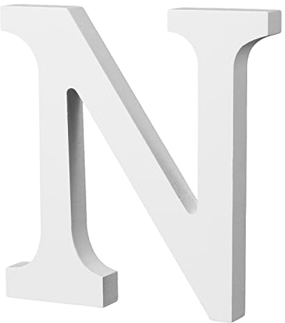 10cm Stehende Holzbuchstaben, leichte Naturholz-Alphabet-Buchstaben Große Holzbuchstaben zum Basteln, unbehandelte Holzdekorationen für Zuhause, Wand, Party, Dekoration, DIY-Projekte (N, Weiß)